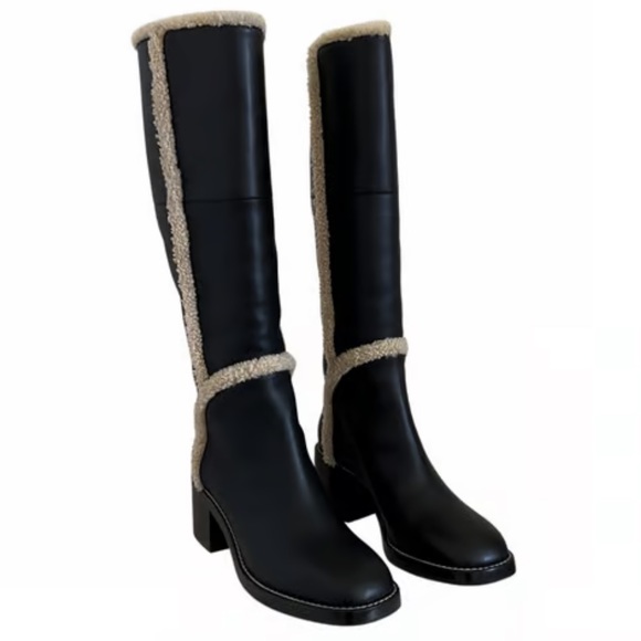 Gucci Shearling Trim Knee High Black Boots 39 ❤️💚 - Picture 9 of 16